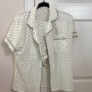 Polka Dot Short-Sleeve PJ Set - Ivory with Black Dots